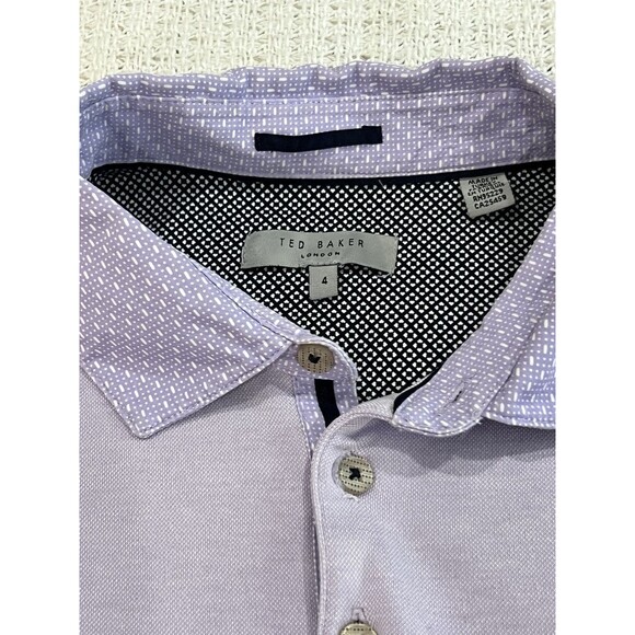 Ted Baker London Textured Knit Polo Shirt Short Sleeve Purple Size 4 - Picture 2 of 7